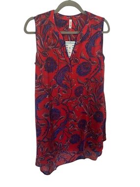 Sleeveless Red Floral Split-Neck dress - Tulip B size S